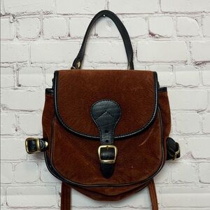 Vintage Made in Italy Faux Suede Double Saddle Bag Purse